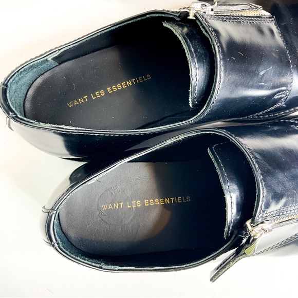 Want Les Essentiels Flats Black Leather Zip Loafers Portugal 7.5 - Picture 4 of 8